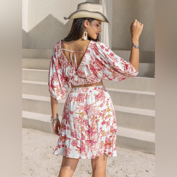 Two-piece Set Half Sleeve Top and Skirt Set - Picture 3 of 8